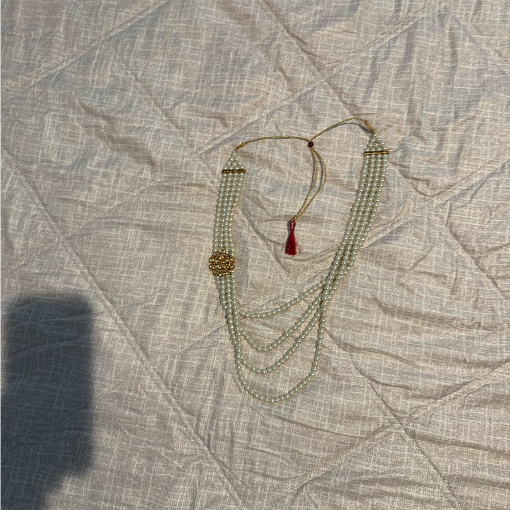Multi-Strand Pearl and Gold Statement Necklace - Women Jewelry